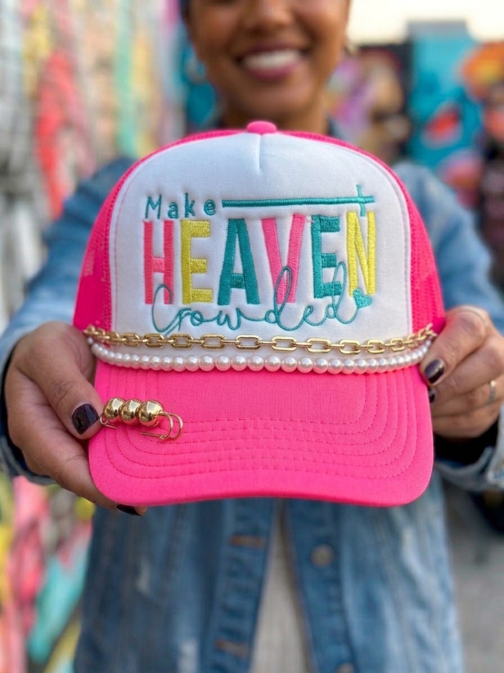 Simply SITCHED Embroidered 'Make Heaven Crowded' Trucker Hat